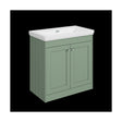 [BFHE826H] Balterley 800mm Floor Standing 2 Door Unit with Classic Basin No Tap Hole - Satin Green - Cutout