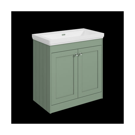 [BFHE826H] Balterley 800mm Floor Standing 2 Door Unit with Classic Basin No Tap Hole - Satin Green - Cutout