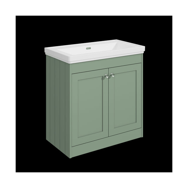 [BFHE826H] Balterley 800mm Floor Standing 2 Door Unit with Classic Basin No Tap Hole - Satin Green - Cutout