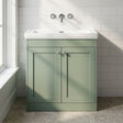 [BFHE826H] Balterley 800mm Floor Standing 2 Door Unit with Classic Basin No Tap Hole - Satin Green - Silo