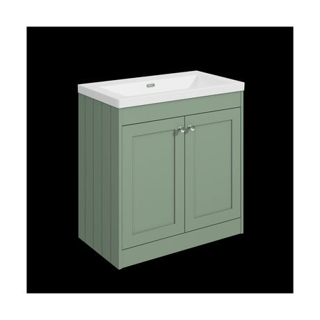 [BFHE826K] Balterley 800mm Floor Standing 2 Door Unit with Minimalist Basin No Tap Hole - Satin Green - Cutout