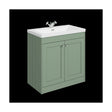 [BFHE826L] Balterley 800mm Floor Standing 2 Door Unit with Minimalist Basin 1 Tap Hole, Satin Green - Cutout