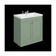 [BFHE826M] Balterley 800mm Floor Standing 2 Door Unit with Minimalist Basin 3 Tap Hole - Satin Green - Cutout