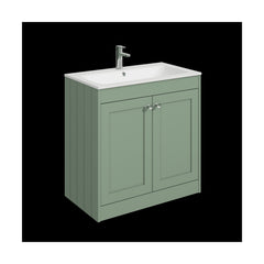 [BFHE826P] Balterley 800mm Floor Standing 2 Door Unit with Stone Basin 1 Tap Hole - Satin Green - Cutout