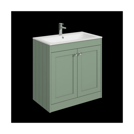 [BFHE826P] Balterley 800mm Floor Standing 2 Door Unit with Stone Basin 1 Tap Hole - Satin Green - Cutout