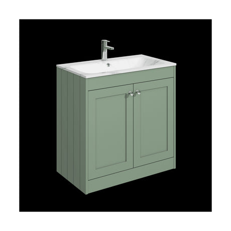[BFHE826Q] Balterley 800mm Floor Standing 2 Door Unit & Stone Basin 1 Tap Hole - Satin Green - Cutout