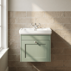 [BFHE891A] Butterton Traditional 1 Drawer Wall Hung Vanity Unit with Classic Basin, Choice of Size and Colour
