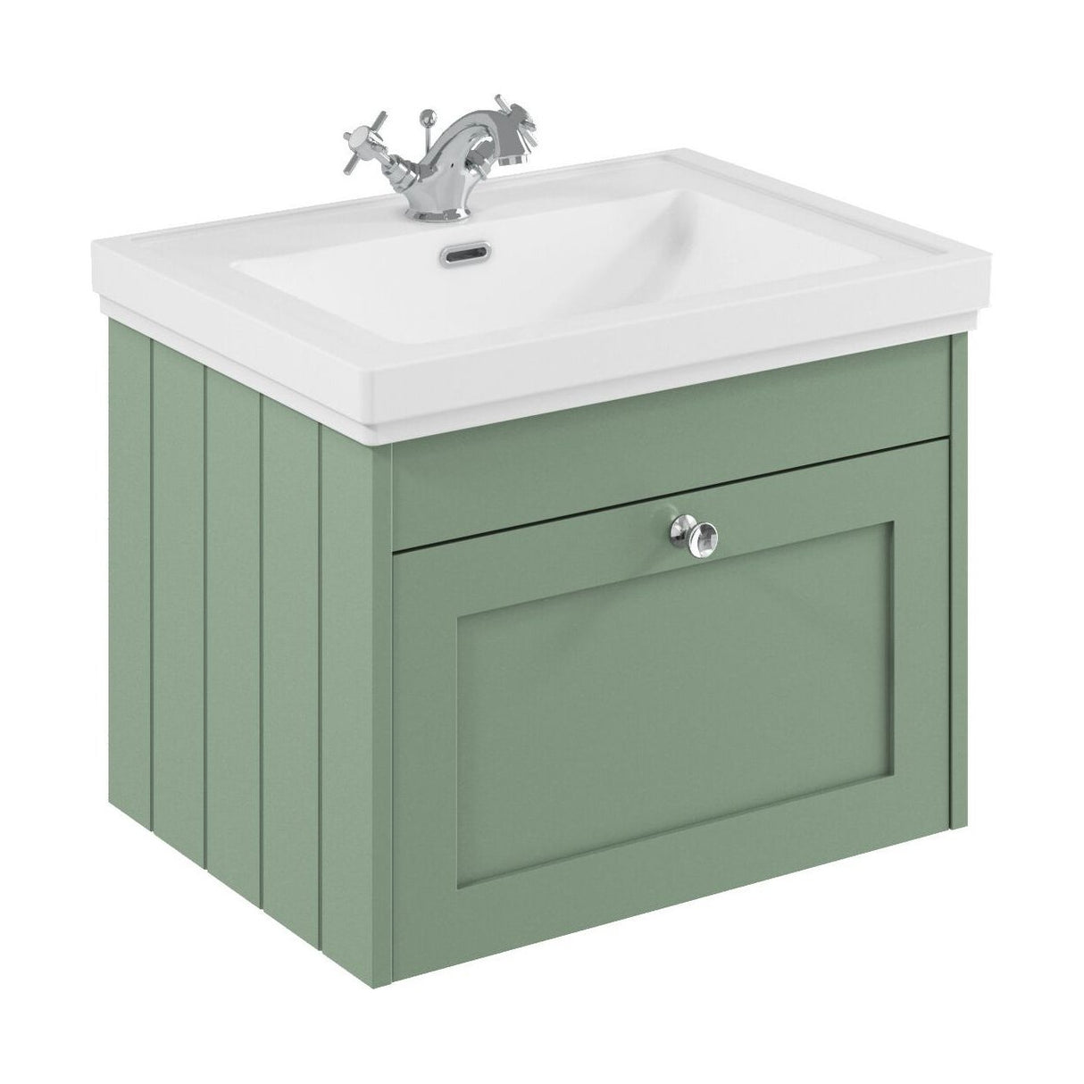 [BFHE894A] Butterton Traditional 1 Drawer Wall Hung Vanity Unit with Classic Basin, Choice of Size and Colour - Cutout