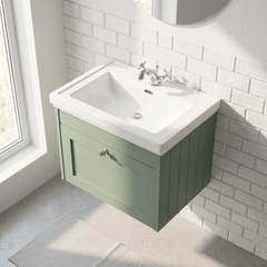 [BFHE894A] Butterton Traditional 1 Drawer Wall Hung Vanity Unit with Classic Basin, Choice of Size and Colour