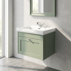 [BFHE894A] Butterton Traditional 1 Drawer Wall Hung Vanity Unit with Classic Basin, Choice of Size and Colour