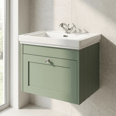 [BFHE894A] Butterton Traditional 1 Drawer Wall Hung Vanity Unit with Classic Basin, Choice of Size and Colour - Silo
