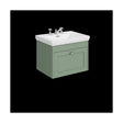 [BFHE894B] Balterley 600mm Wall Hung 1 Drawer Unit with Classic Basin 3 Tap Hole - Satin Green - Cutout