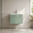 [BFHE894Q] Balterley 600mm Wall Hung 1 Drawer Unit with Stone Basin 1 Tap Hole, Satin Green - Silo