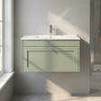 [BFHE896C] Balterley 800mm Wall Hung 1 Drawer Unit with Minimalist Basin 1 Tap Hole - Satin Green - Silo