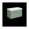 [BFHE896H] Balterley 800mm Wall Hung 1 Drawer Unit with Classic Basin No Tap Hole - Satin Green - Cutout