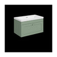 [BFHE896K] Balterley 800mm Wall Hung 1 Drawer Unit with Minimalist Basin No Tap Hole - Satin Green - Cutout