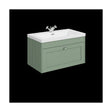 [BFHE896L] Balterley 800mm Wall Hung 1 Drawer Unit & Minimalist Basin 1 Tap Hole - Satin Green - Cutout