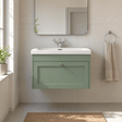 [BFHE896L] Balterley 800mm Wall Hung 1 Drawer Unit & Minimalist Basin 1 Tap Hole - Satin Green - Silo