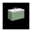 [BFHE896M] Balterley 800mm Wall Hung 1 Drawer Unit with Minimalist Basin 3 Tap Hole - Satin Green - Cutout
