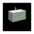 [BFHE896P] Balterley 800mm Wall Hung 1 Drawer Unit with Stone Basin 1 Tap Hole - Satin Green - Cutout