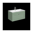 [BFHE896Q] Balterley 800mm Wall Hung 1 Drawer Unit with Stone Basin 1 Tap Hole, Satin Green - Cutout
