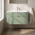 [BFHE896Q] Balterley 800mm Wall Hung 1 Drawer Unit with Stone Basin 1 Tap Hole, Satin Green - Silo