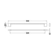 [BFHH006] D Shape Bar Handle, 350mm (320mm Centres) - Chrome - Technical Drawing