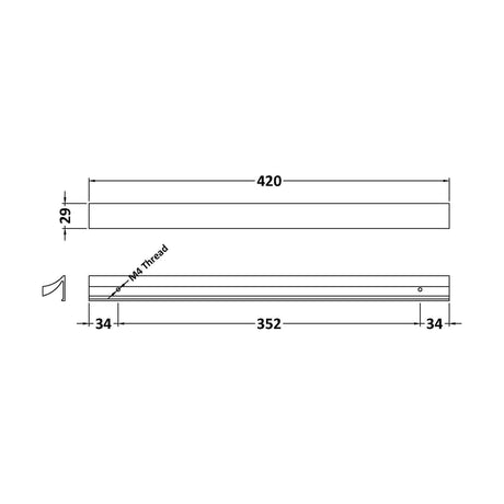 [BFHH007] 7 Shape Handle, 420mm (352mm Centres) - Chrome - Technical Drawing