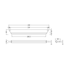 [BFHH202] Profile Handle, Choice of Size & Finish - Technical Drawing