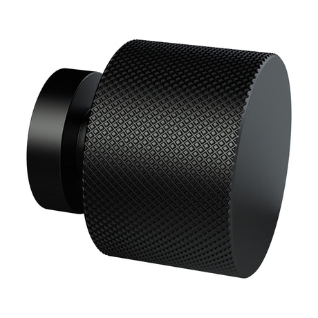 [BFHH214] Knurled Indented Round Knob, 30mm - Matt Black - Cutout