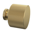 [BFHH314] Knurled Indented Round Knob, 30mm - Brushed Brass - Cutout