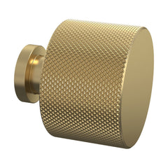 [BFHH314] Knurled Indented Round Knob, 30mm - Brushed Brass - Cutout