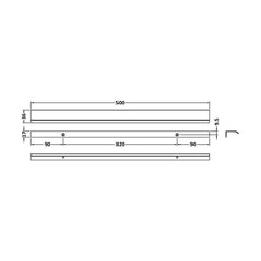[BFHH326] Finger Pull Handle, 500mm (320mm Centres) - Brushed Brass - Technical Drawing