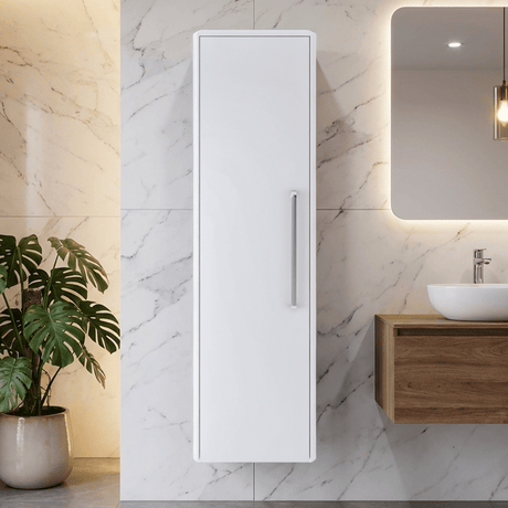[BFHO162] Croxden Tall Wall Mounted Bathroom Storage Unit - 1200 x 350 x 250mm - Silo