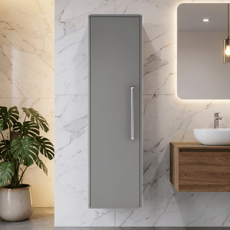 [BFHO262] Croxden Tall Wall Mounted Bathroom Storage Unit - 1200 x 350 x 250mm - Silo