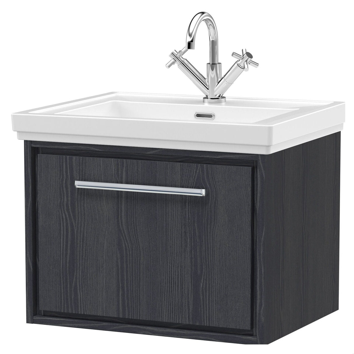 [BFIF2222A] Longnor 1 Drawer Wall Hung Vanity Unit with Traditional Fireclay Basin - Choice of Size and Colour - Cutout