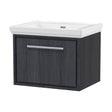 [BFIF2222H] Longnor 1 Drawer Wall Hung Vanity Unit with 0 Tap Hole Traditional Fireclay Basin, Woodgrain Graphite Grey, 600mm - Cutout