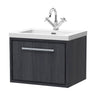 [BFIF2222L] Longnor 1 Drawer Wall Hung Vanity Unit with Modern Fireclay Basin - Choice of Size and Colour - Cutout