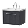 [BFIF2222M] Longnor 1 Drawer Wall Hung Vanity Unit with 3 Tap Hole Modern Fireclay Basin, Woodgrain Graphite Grey, 600mm - Cutout