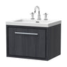 [BFIF2222M] Longnor 1 Drawer Wall Hung Vanity Unit with 3 Tap Hole Modern Fireclay Basin - Choice of Size and Colour - Cutout