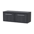 [BFIF2222W2] Longnor 1 Drawer Wall Hung Vanity Unit with Worktop, Woodgrain Graphite Grey, 600mm - Cutout