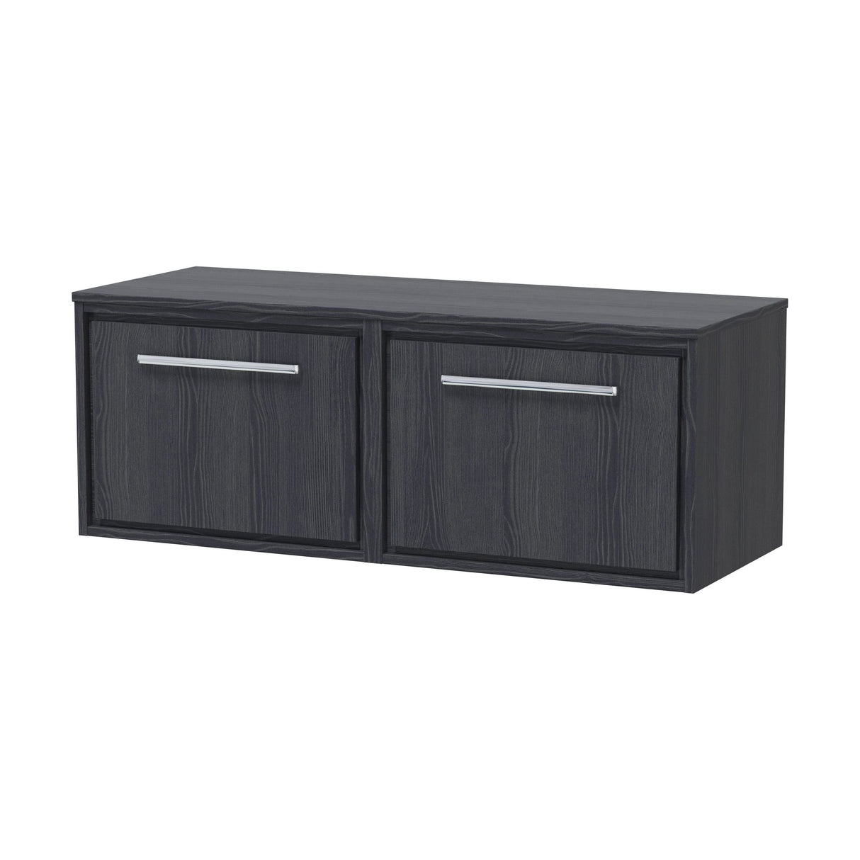 [BFIF2222W2] Longnor 1 Drawer Wall Hung Vanity Unit with Worktop, Woodgrain Graphite Grey, 600mm - Cutout