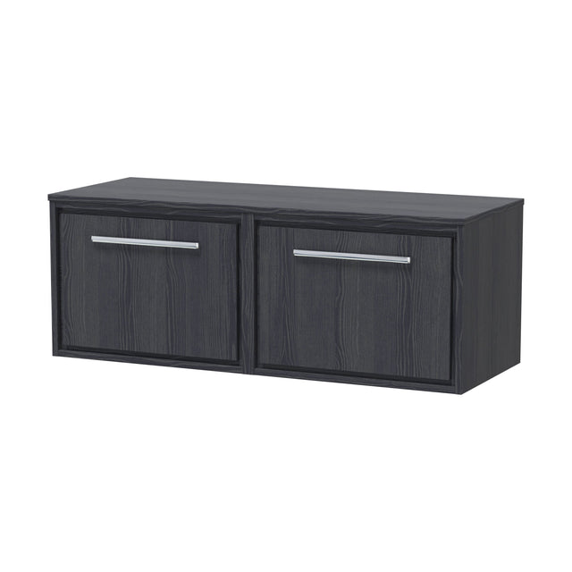 [BFIF2222W2] Longnor 1 Drawer Wall Hung Vanity Unit with Worktop, Woodgrain Graphite Grey, 600mm - Cutout