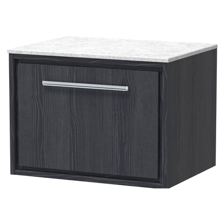 [BFIF2222WMT] Longnor 1 Drawer Wall Hung Vanity Unit with White Marble Worktop - Choice of Size and Colour - Cutout
