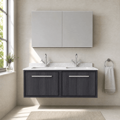 [BFIF2222WS2] Longnor 2 Drawer Wall Hung Vanity Unit with Square Basin and Marble Worktop, 1200mm, Choice of Colour