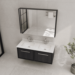 [BFIF2222WS2] Longnor 2 Drawer Wall Hung Vanity Unit with Square Basin and Marble Worktop, 1200mm, Choice of Colour