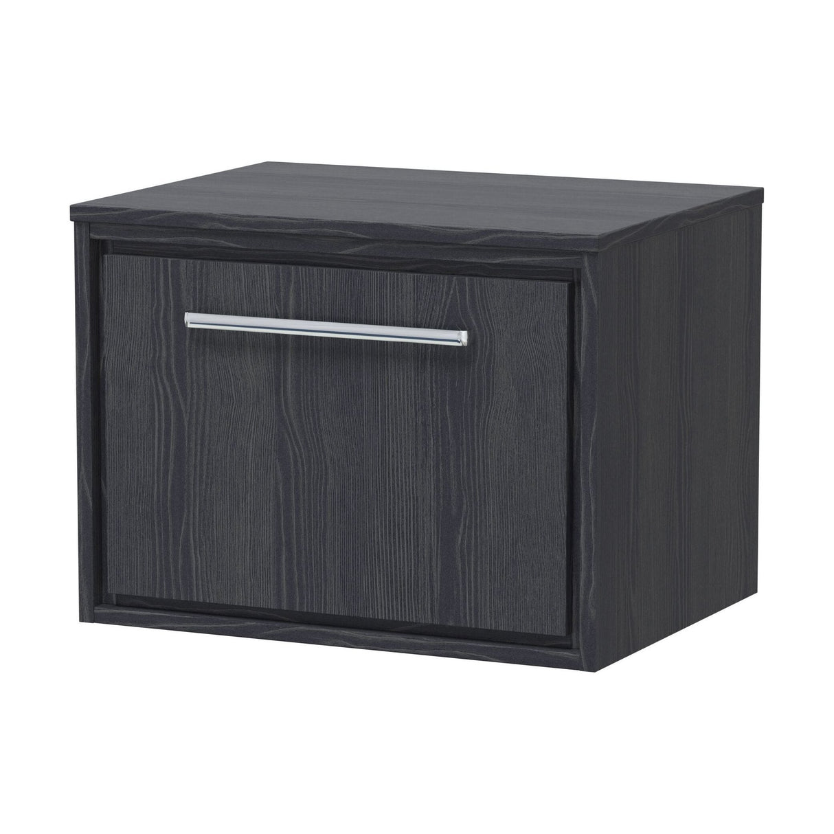 [BFIF2222W] Longnor 1 Drawer Wall Hung Vanity Unit with Worktop, Woodgrain Graphite Grey, 600mm - Cutout