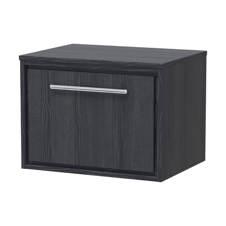 [BFIF2222W] Longnor 1 Drawer Wall Hung Vanity Unit with Worktop, Woodgrain Graphite Grey, 600mm - Cutout