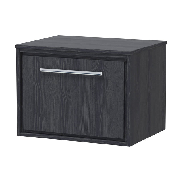 [BFIF2222W] Longnor 1 Drawer Wall Hung Vanity Unit with Worktop, Woodgrain Graphite Grey, 600mm - Cutout