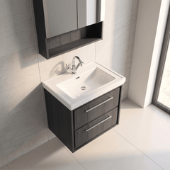 [BFIF2224A] Longnor 2 Drawer Wall Hung Vanity Unit with 1 Tap Hole Traditional Fireclay Basin, Choice of Size and Colour